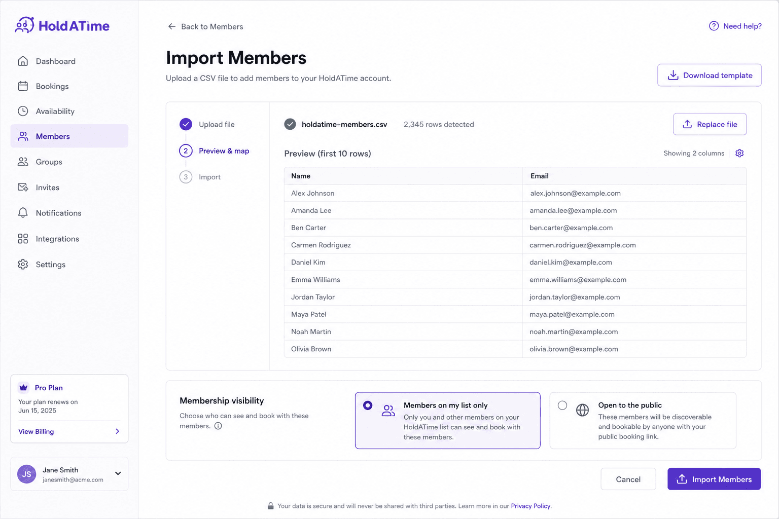 HoldATime organization settings used to reach Billing and Connect Stripe