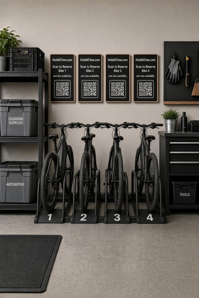 Shared bikes that can be reserved as numbered equipment units